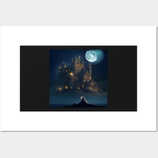 Gothic Castle in the Moonlight Posters and Art